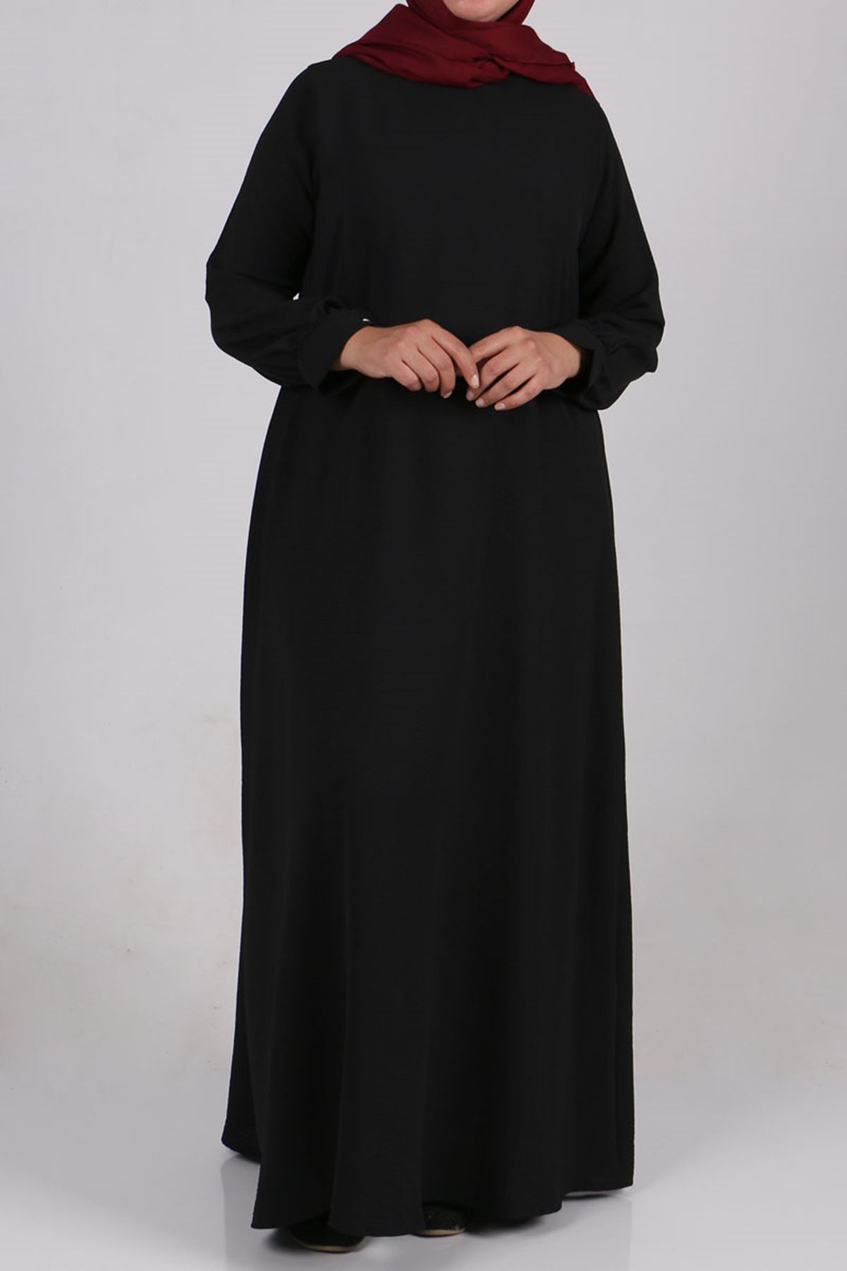 2102 Büyük Beden Airobin Elbise - Siyah