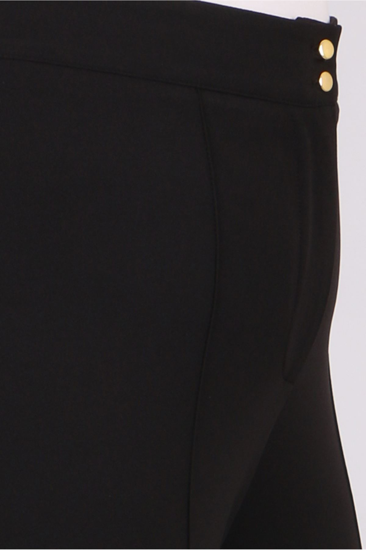 29011 Büyük Beden Fermuar Detaylı En Boy Likra Pantolon - Siyah