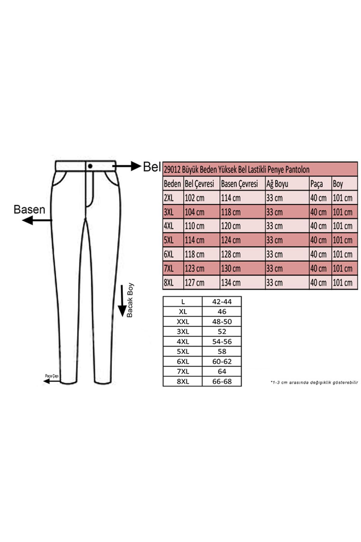 29012 Büyük Beden Penye Yüksek Bel Lastikli Pantolon - Kiremit 