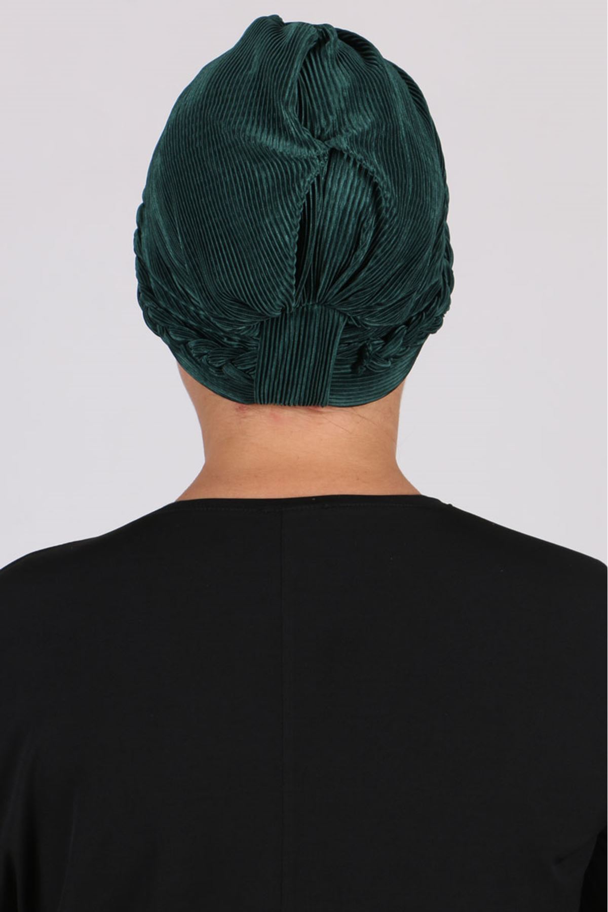 17133 Knit Detailed Bonnet - Emerald Green