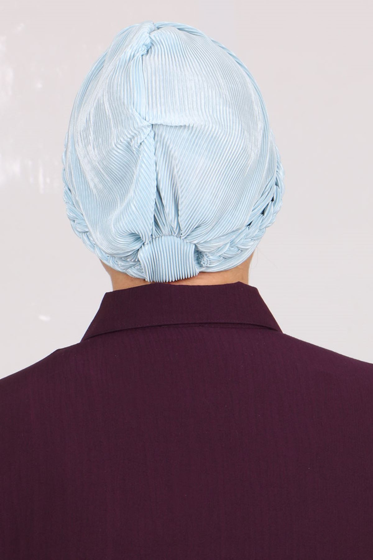 17133 Knit Detailed Bonnet - Ice Blue