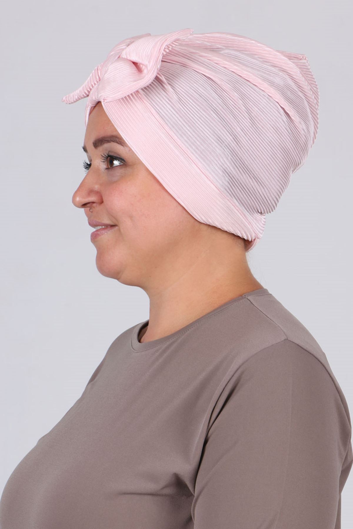 17138 Bonnet with Removable Bow- Light Pink