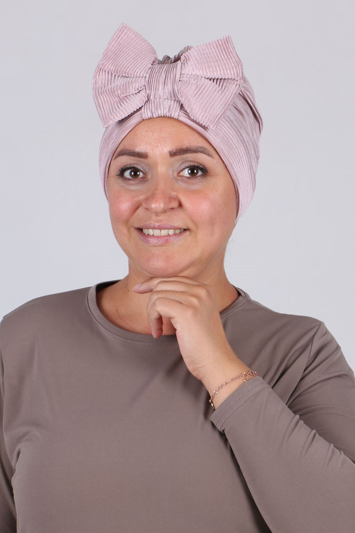 17138 Bonnet with Removable Bow- Dusty Rose