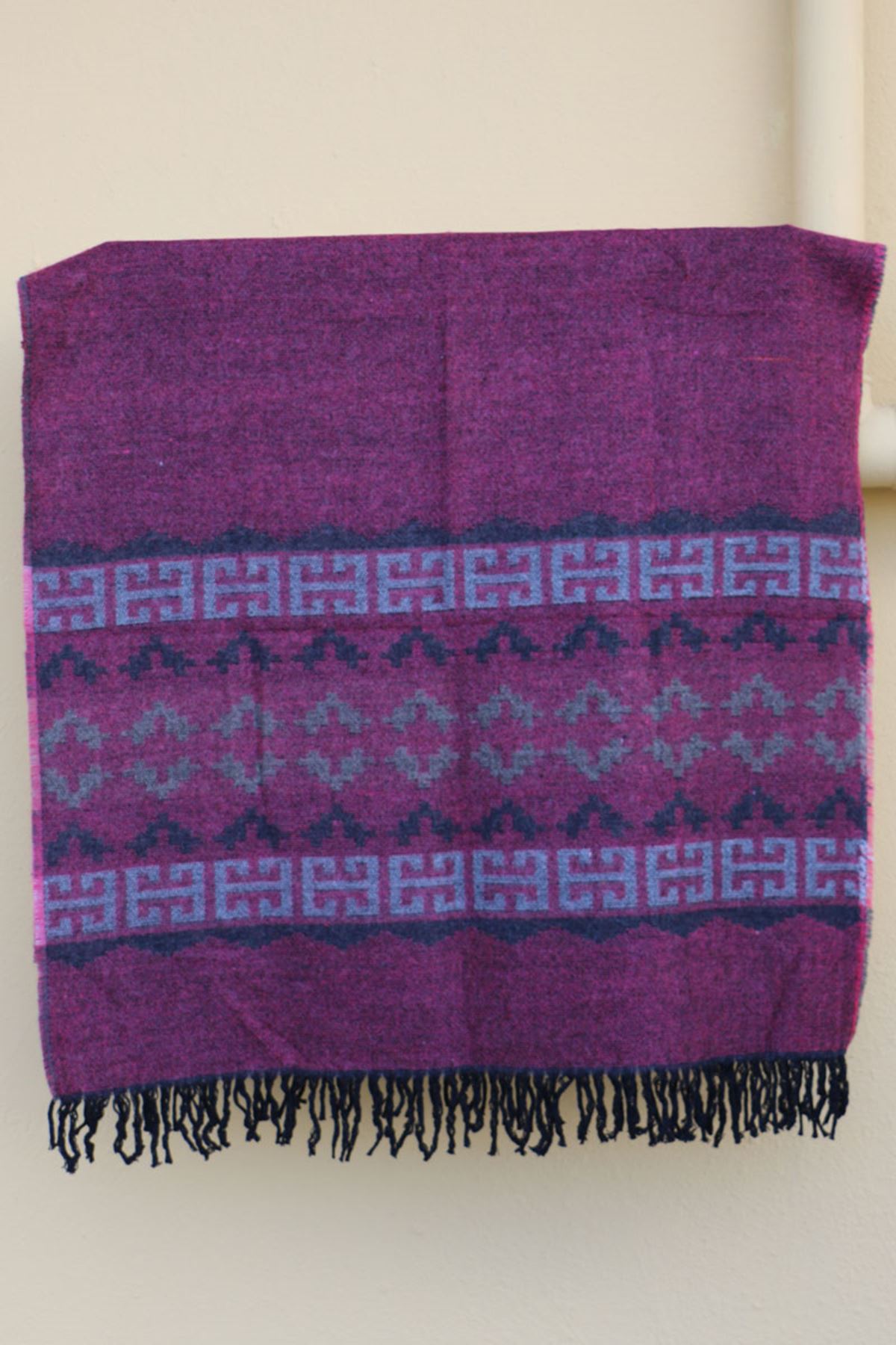 1642 Ethnic Patterned Shawl Wrap- Pink