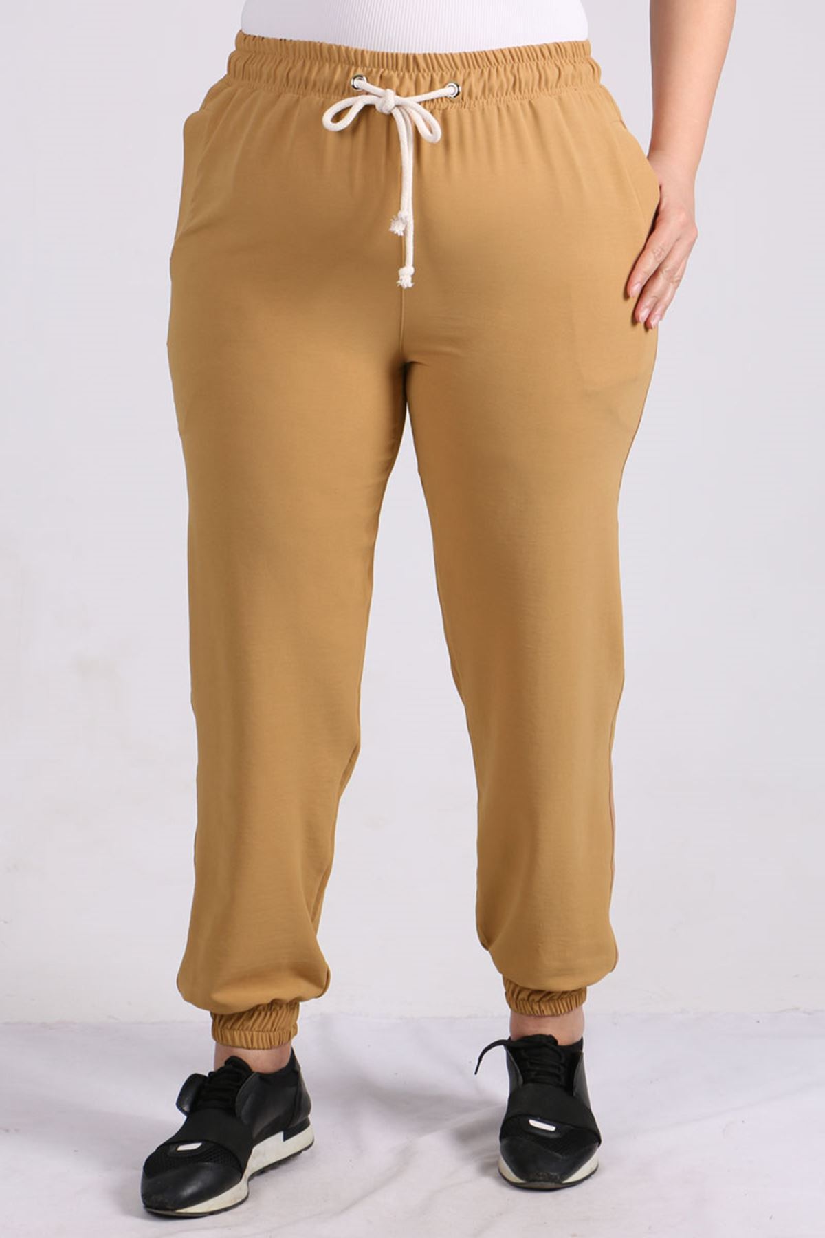 9148 Plus Size Elastic Pants -Light Mink 