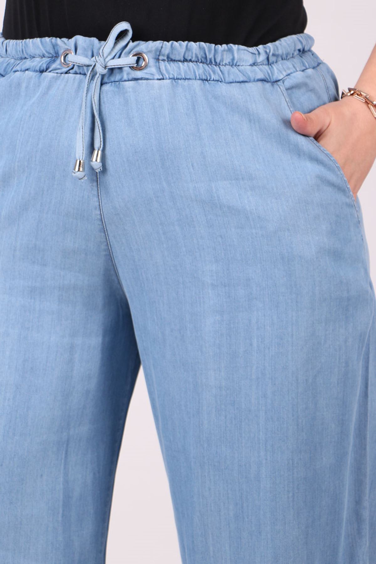 29000 Büyük Beden Bol Paça Kot Pantolon - Buz Mavi 