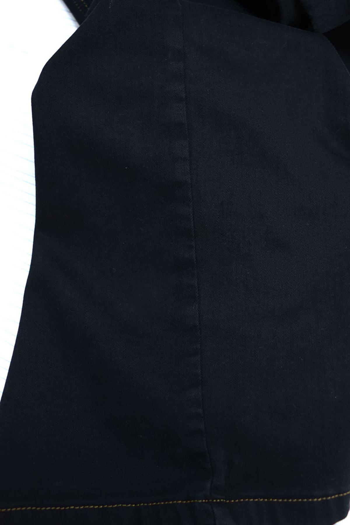 D-9182 Büyük Defolu Beden Beli Lastikli Bol Paça Kot Pantolon - Siyah 