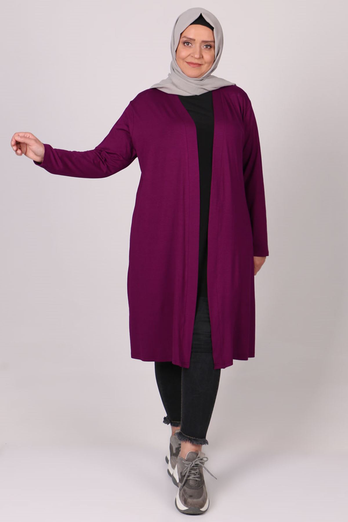 3013 Plus Size Combed Cotton Jacket - Coffee