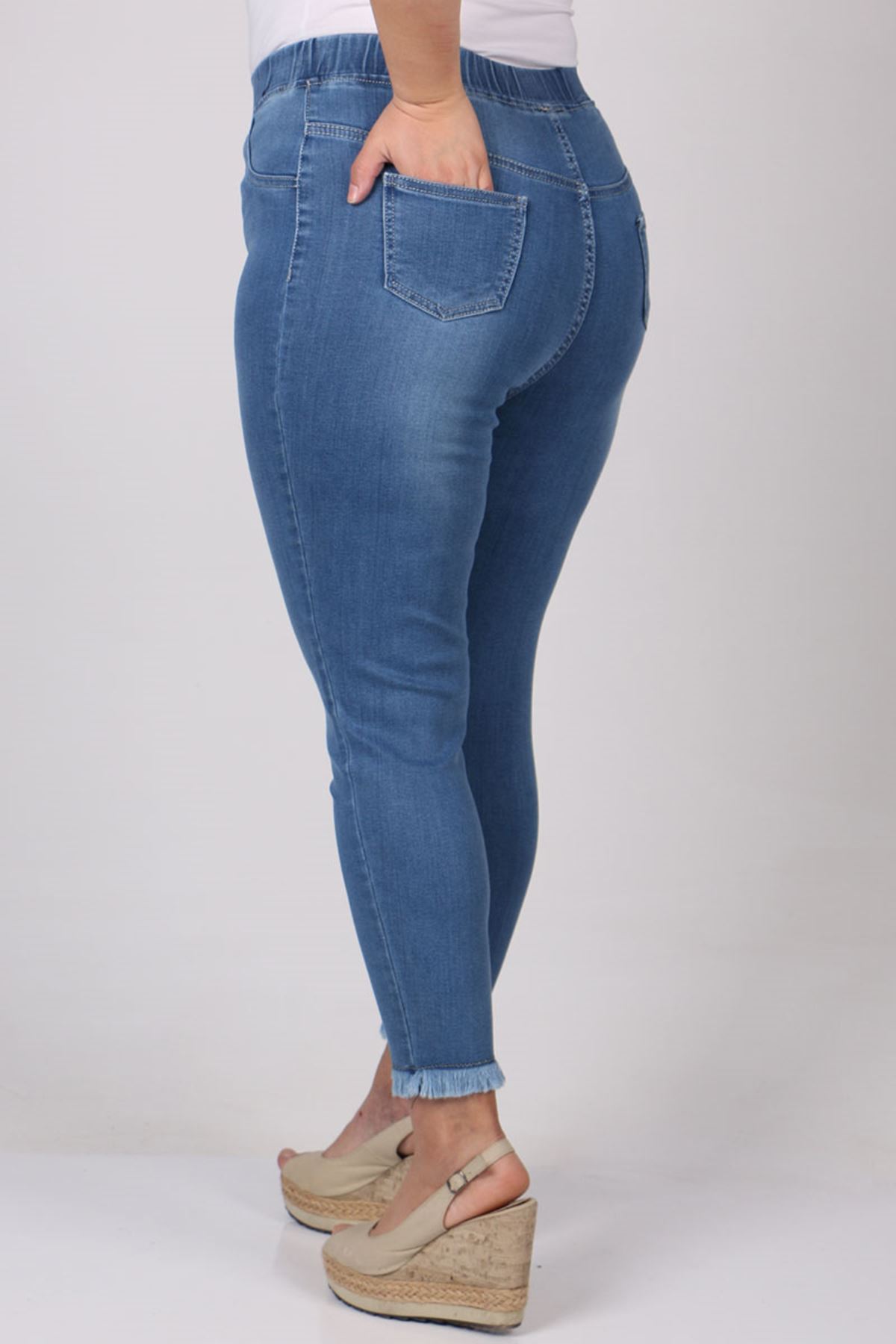 9138 Plus Size Elastic Waist Skinny Leg Jeans - Anthracite