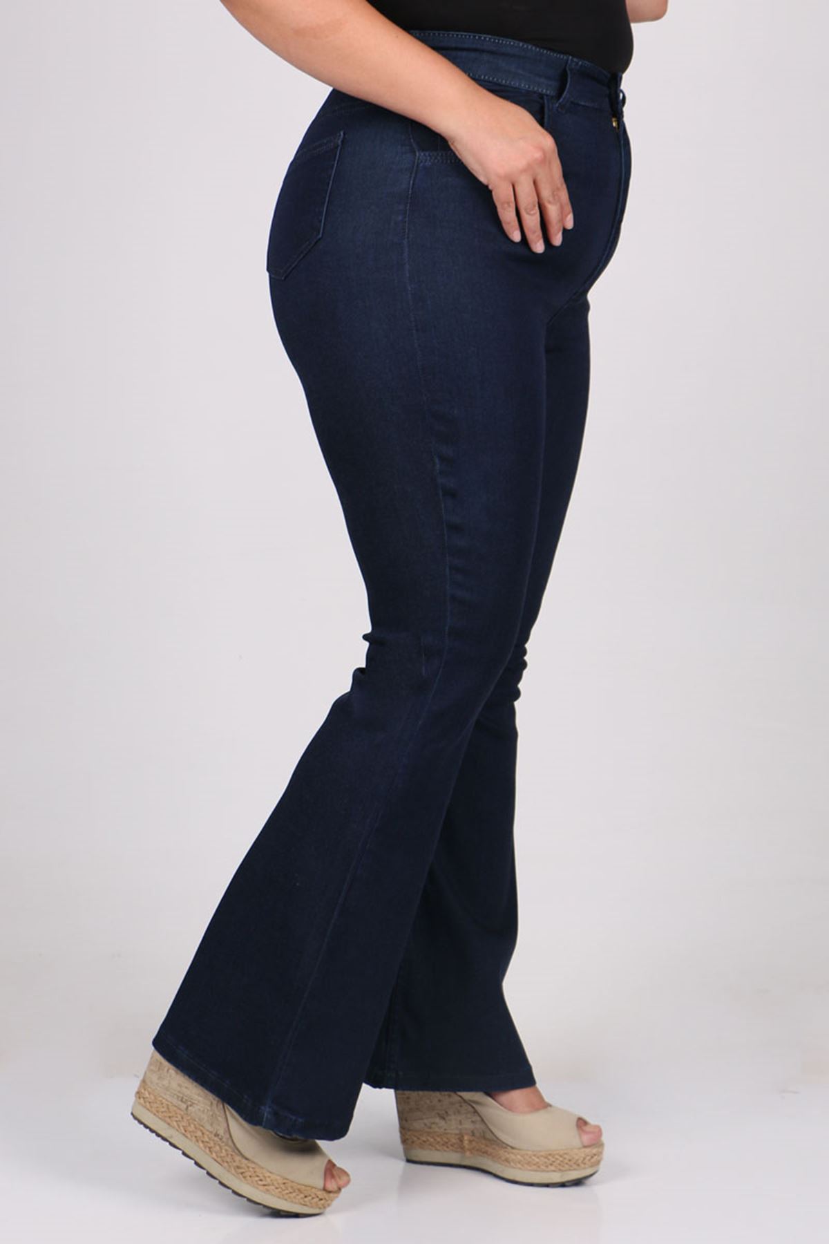 9110-1 Plus Size Flared Jeans -  Petrol