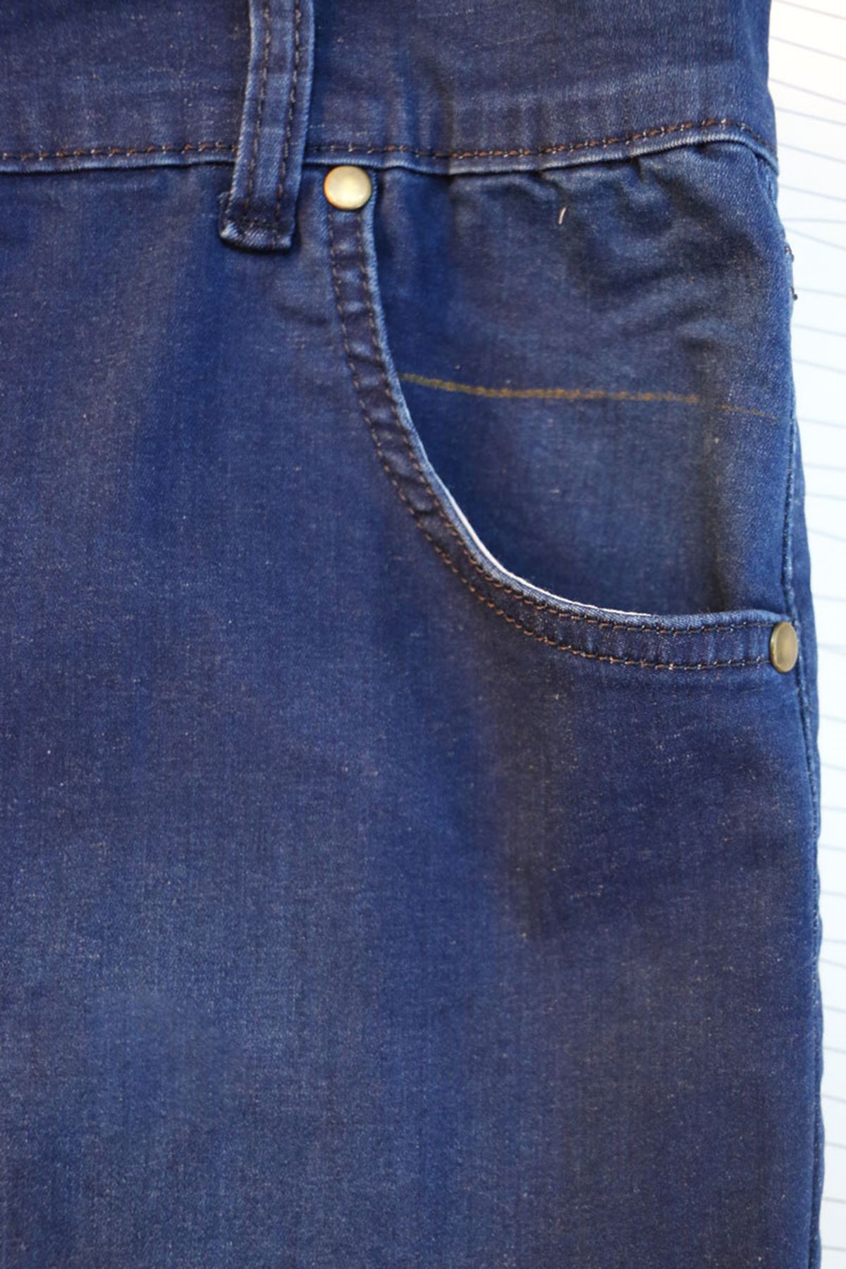 D-9183-2 Büyük Beden Taşlamalı Dar Paça Uzun Boy Defolu Kot Pantolon-Lacivert 