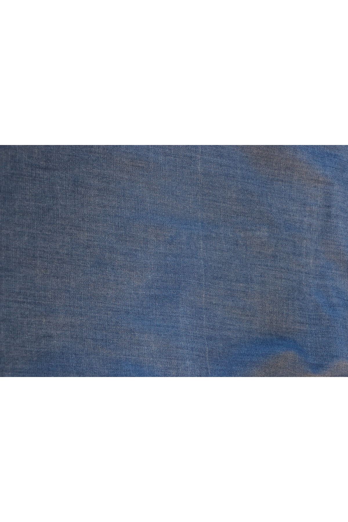 D-9109-16 Büyük Beden Beli Lastikli Dar Paça Defolu Kot Pantolon-Açık Mavi