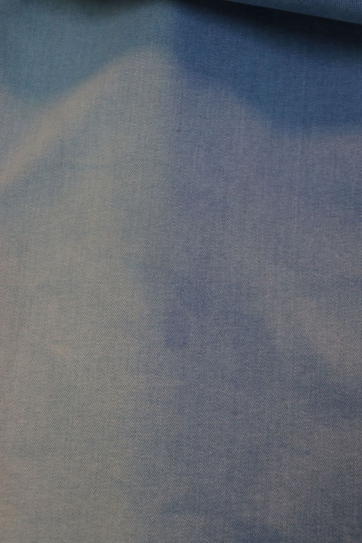 D-9142-1 Büyük Beden Beli Lastikli Bol Paça Defolu Kot Pantolon - Buz Mavi 