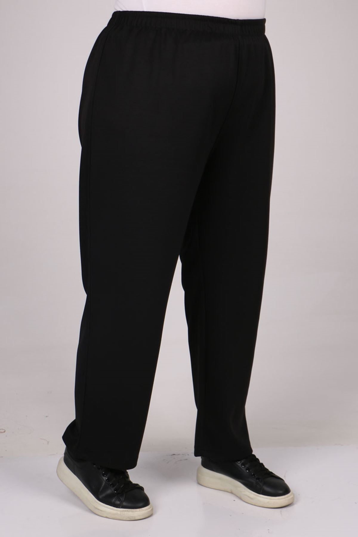 27043 Büyük Beden Kapüşonlu Modal Pantolonlu Takım-Siyah