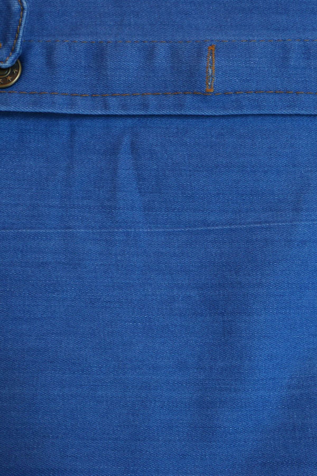 D-23041 Büyük Beden Taş Baskılı Defolu Kot Ceket - Mavi