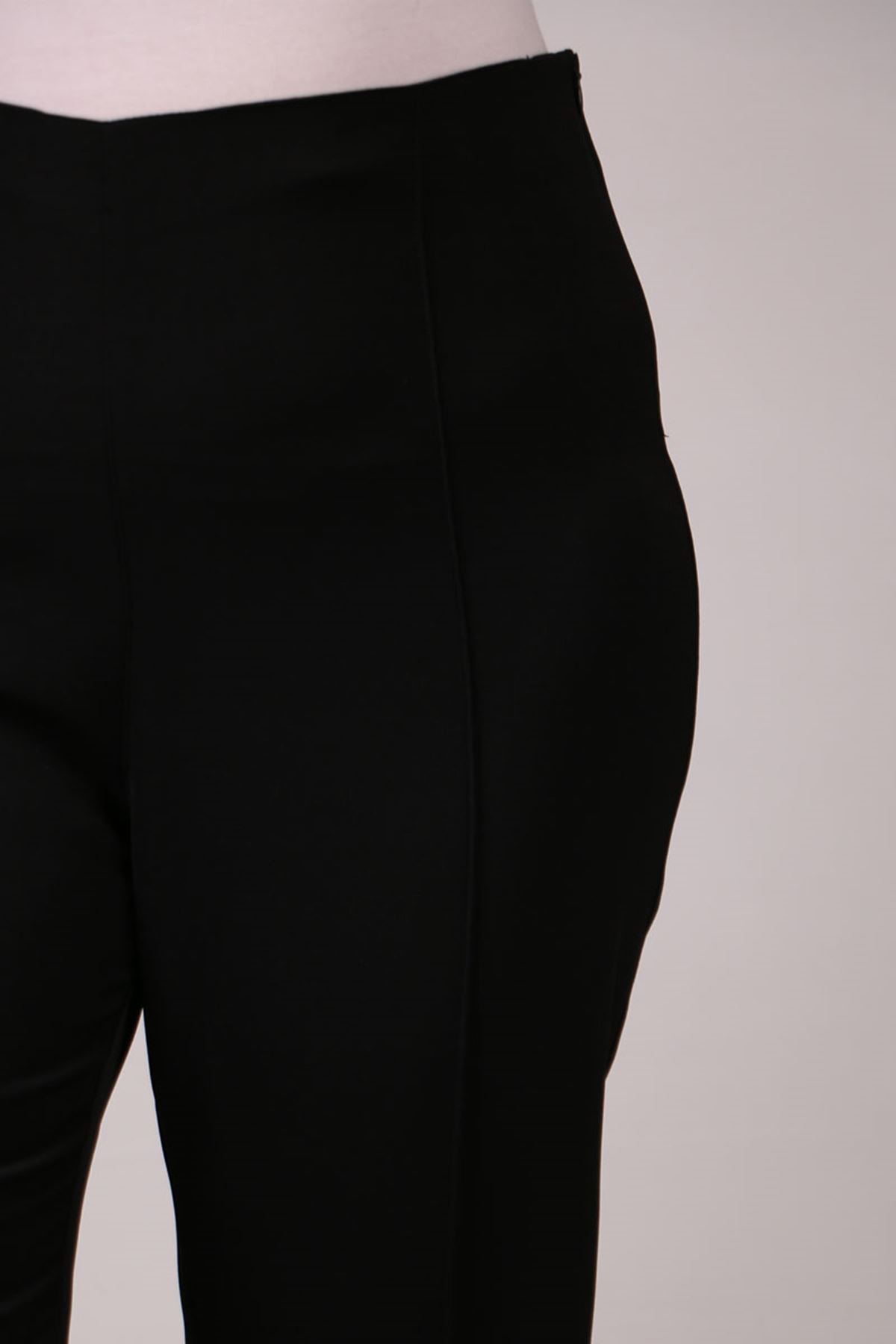 29029 Büyük Beden Yandan Fermuarlı Dar Paça Pantolon-Siyah