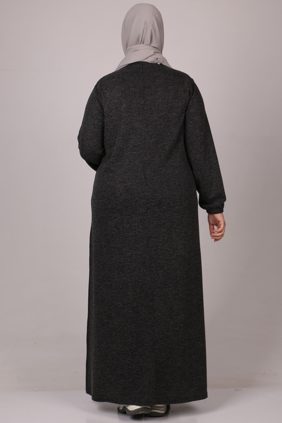 22036 Büyük Beden Basic Triko Elbise-Siyah