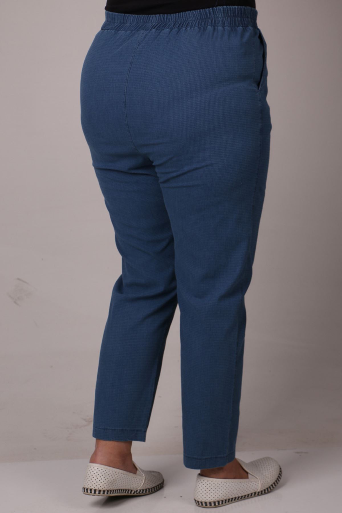 9123 Plus Size Elastic Waist Skinny Leg Jeans - Dark Navy Blue