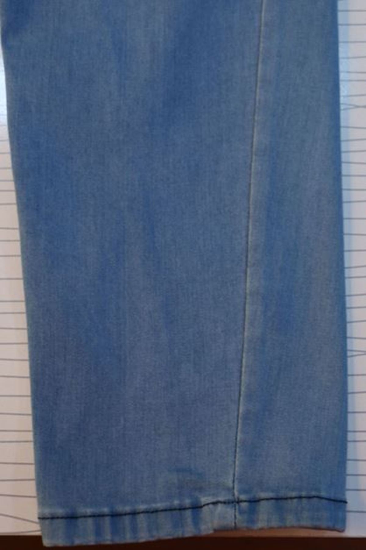 D-9184-2 Büyük Beden Beli Lastikli Dar Paça Kot Defolu Pantolon - Buz Mavi