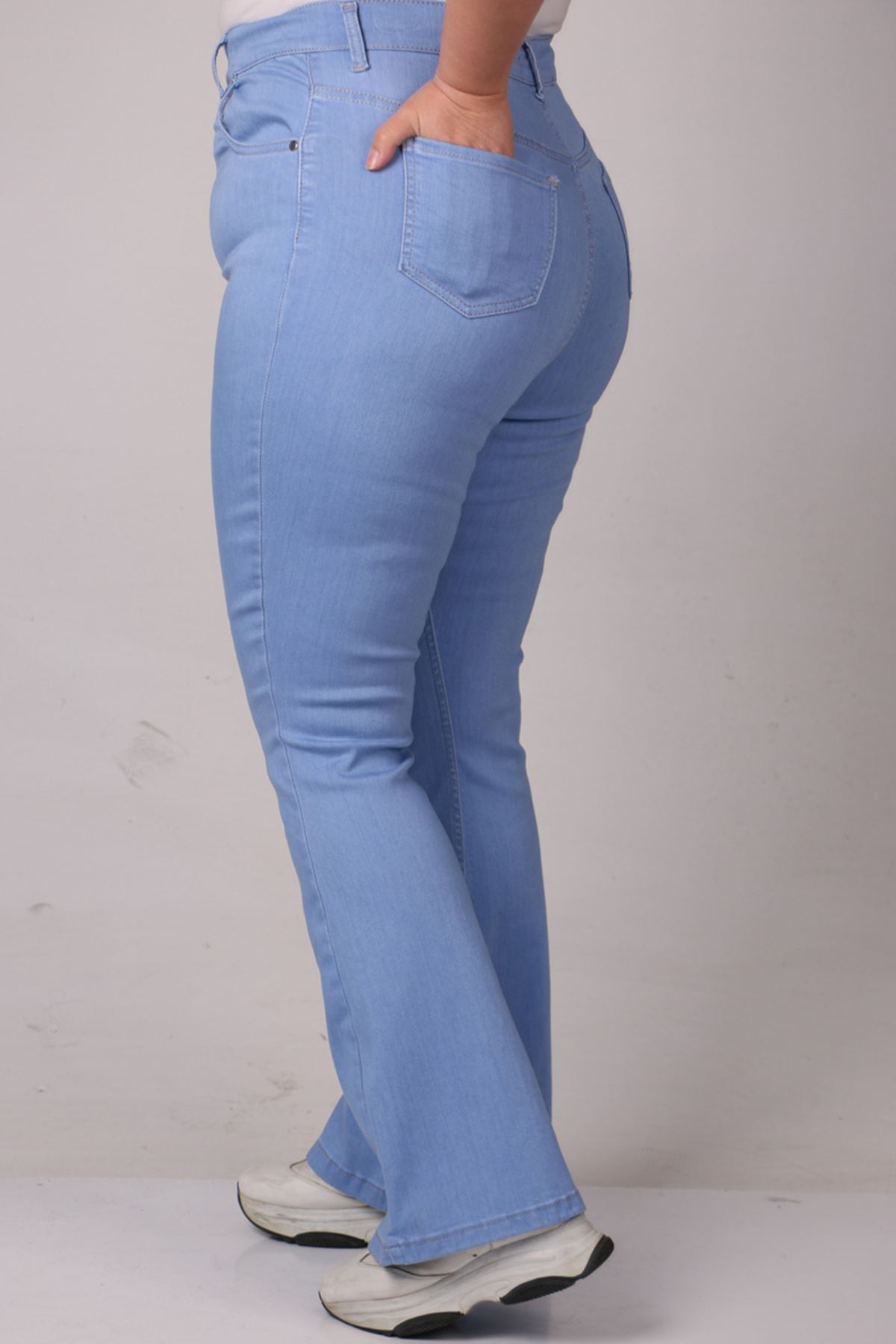 9110-1 Plus Size Flared Jeans -  Petrol