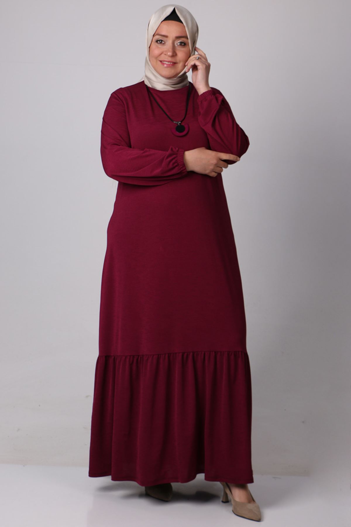 32026 Plus Size Mina Crepe Dress With Pleated Skirt - Fuchsia