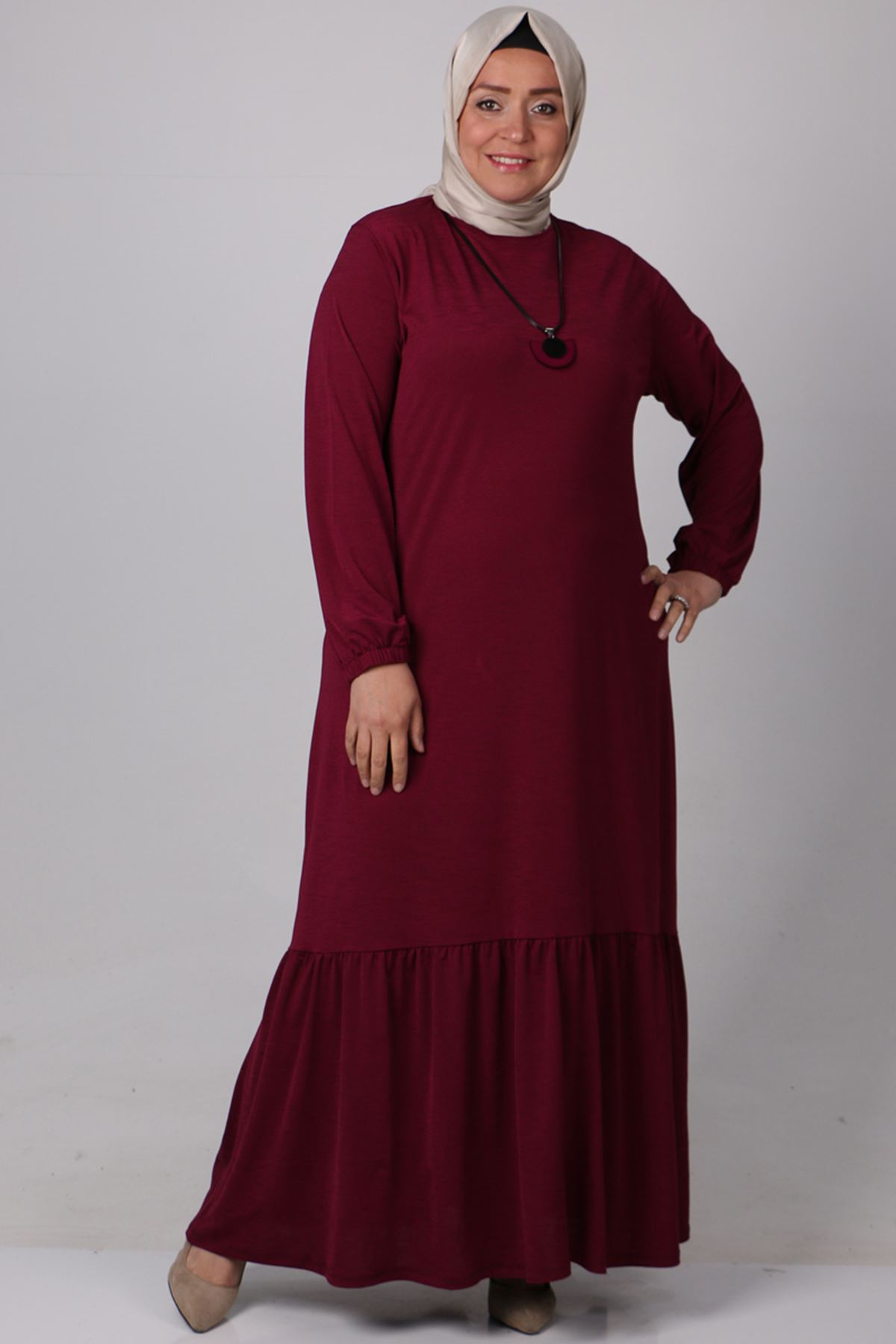 32026 Plus Size Mina Crepe Dress With Pleated Skirt - Fuchsia