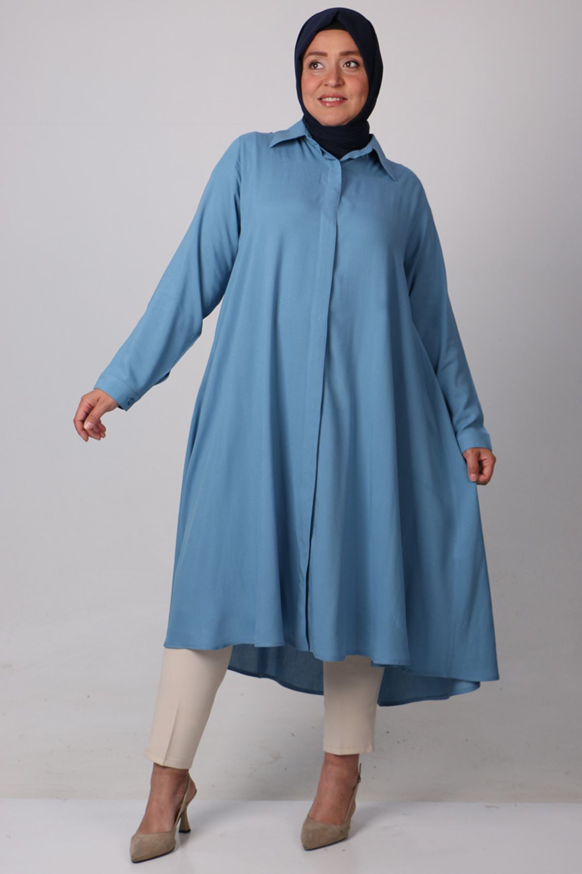 38040 Plus Size Belmando Mevlana Shirt- Baby blue