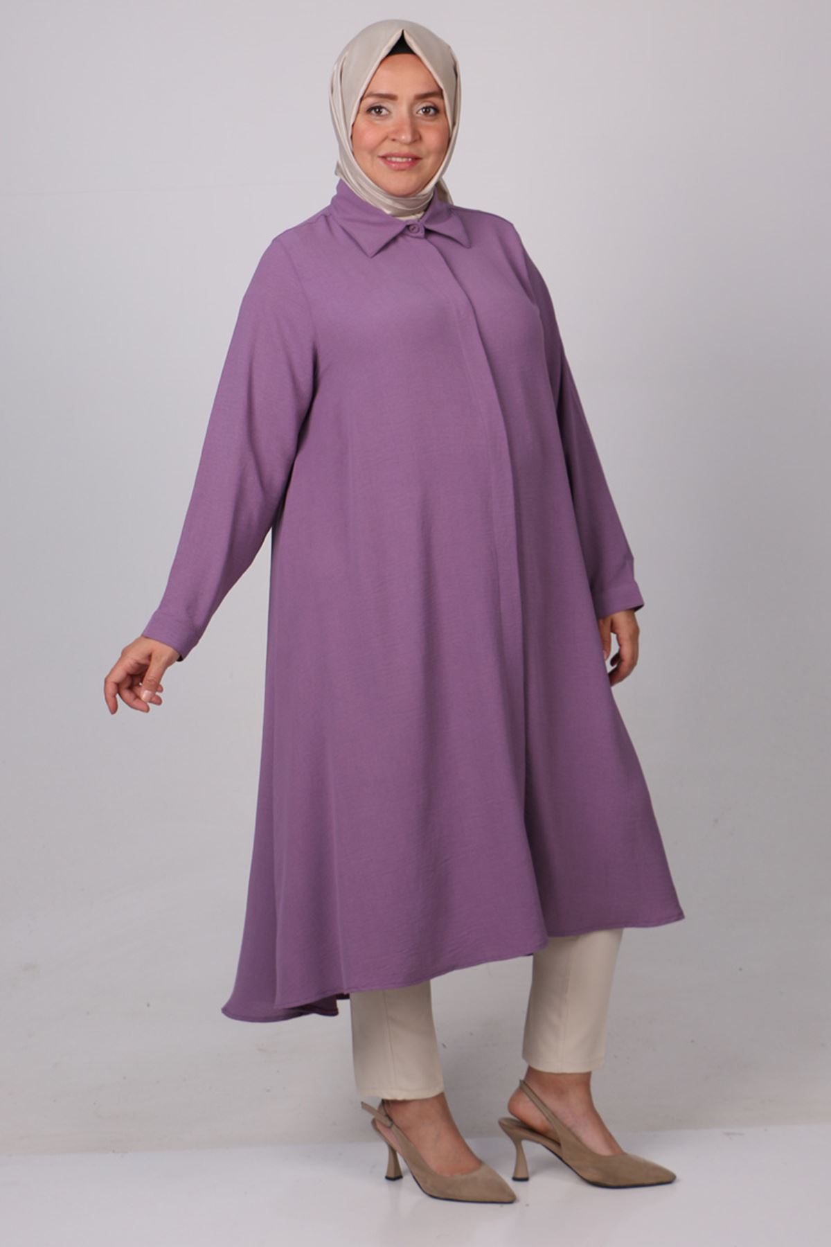 38039 Large Size Airobin Mevlana Shirt- Dark Lilac