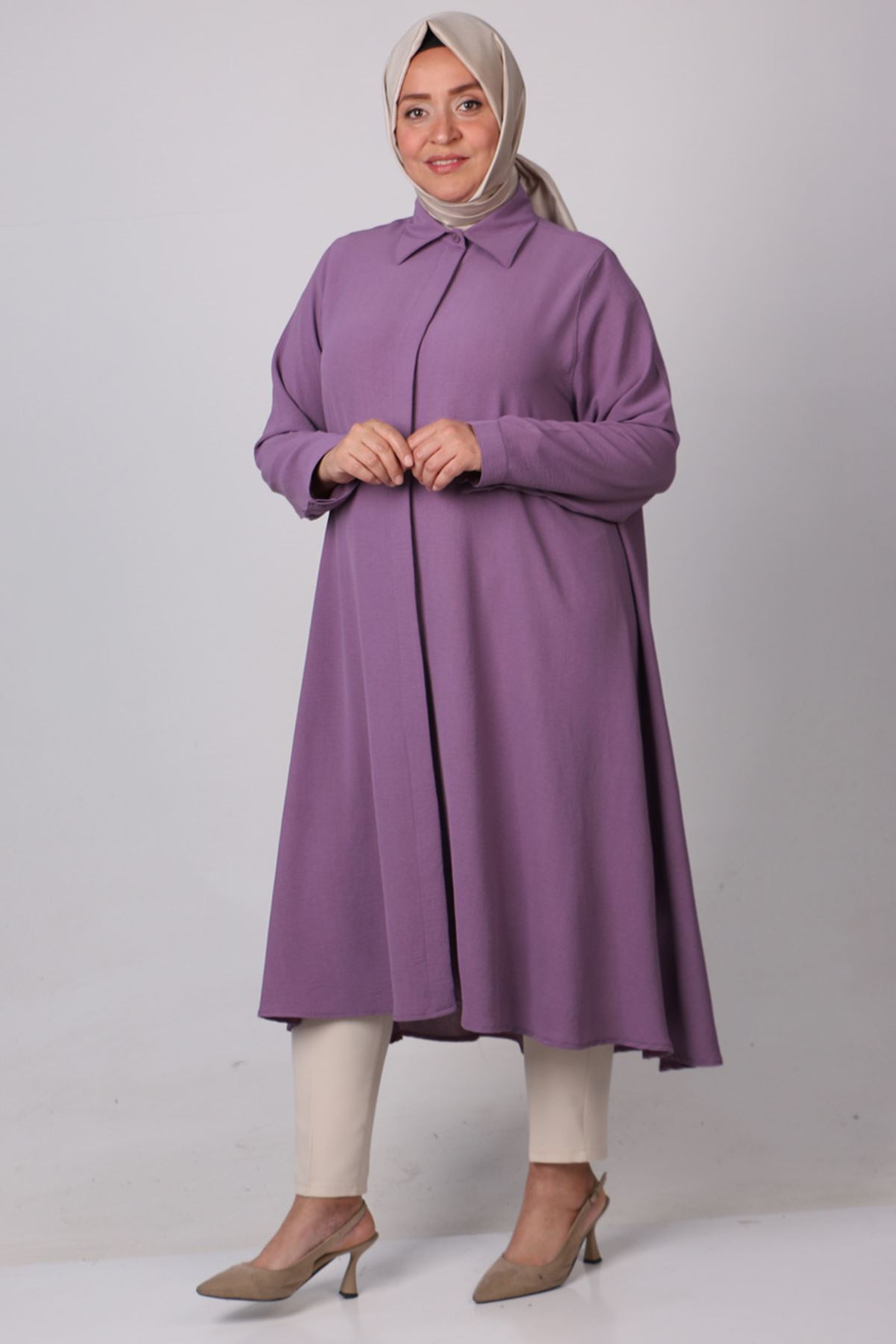38039 Large Size Airobin Mevlana Shirt- Dark Lilac