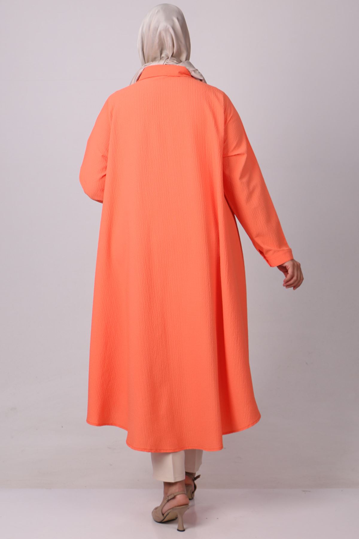 38042 Large Size Mevlana Goffre Tunic - Orange