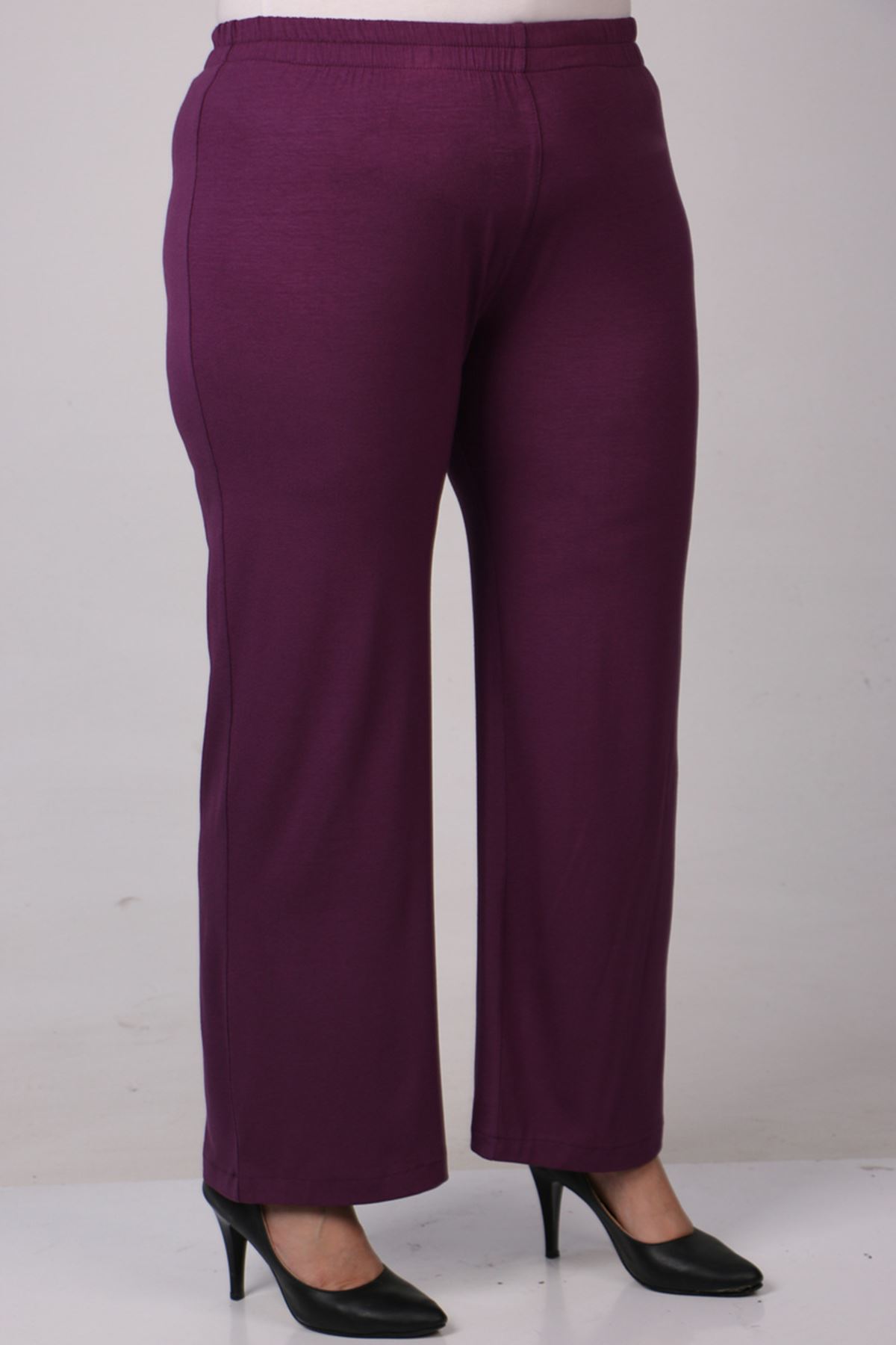 37003 Large Size Sequined Combed Cotton Pants Suit-Lilac