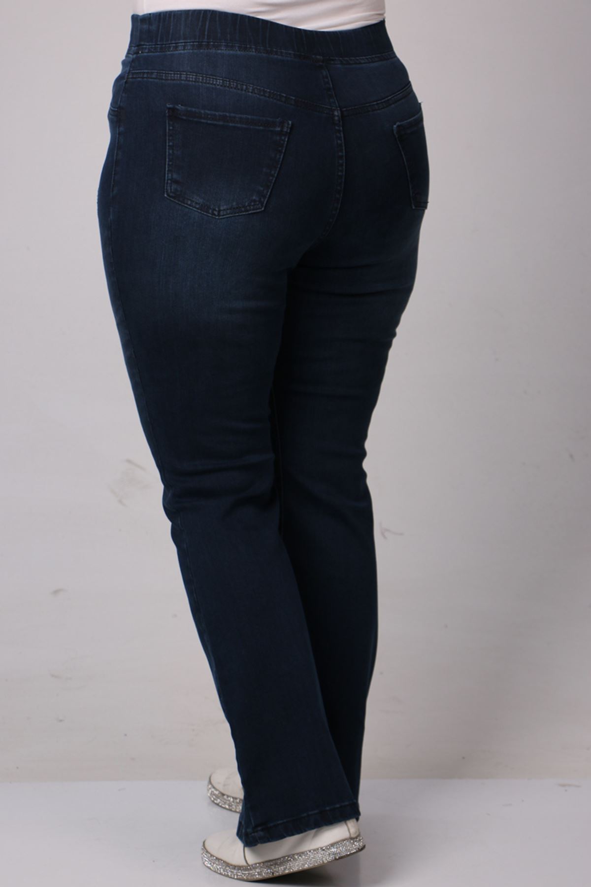 9137 Plus Size Elastic Waist Flared Jeans - Light Blue
