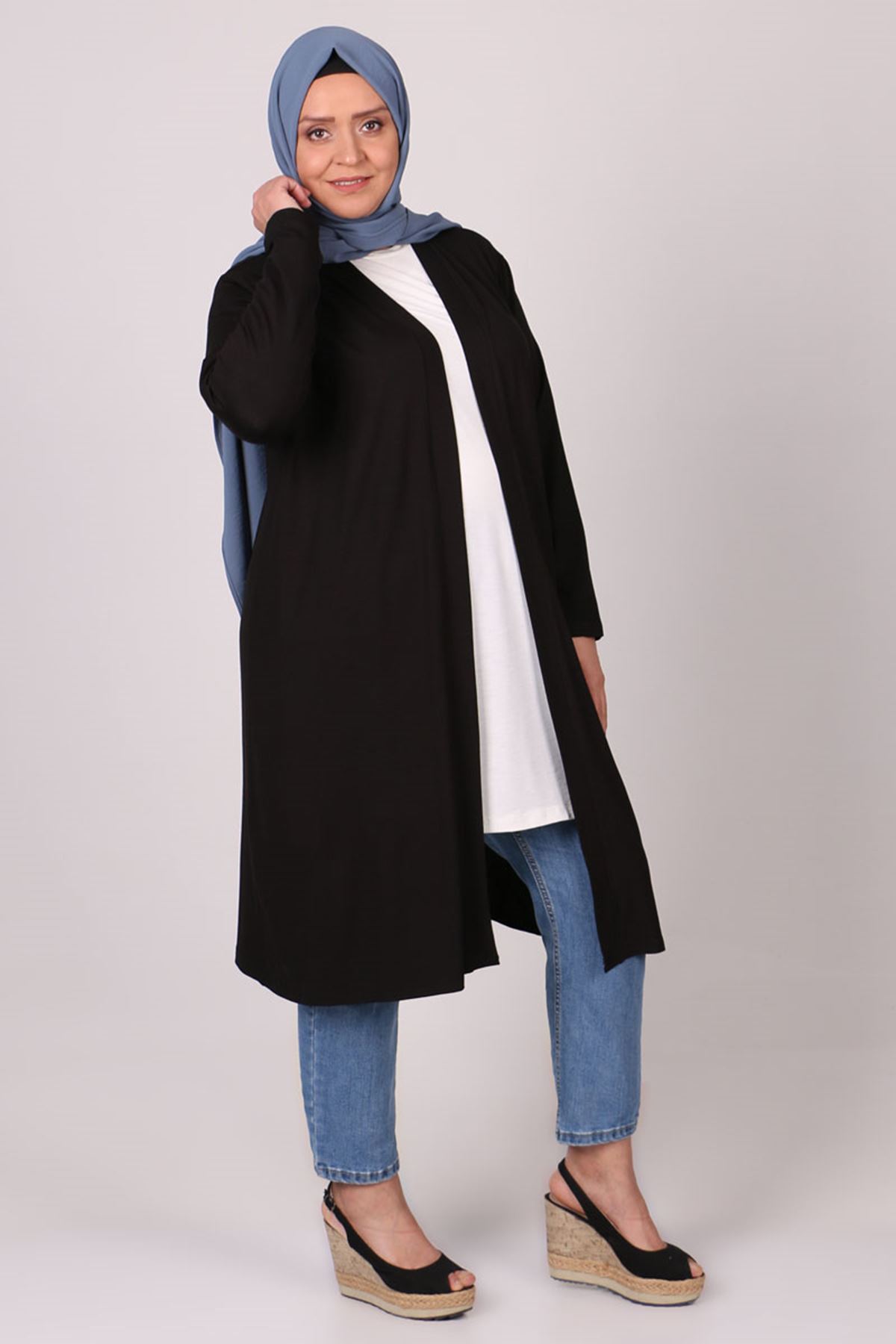 33025 Plus Size Combed Cotton Jacket - Black