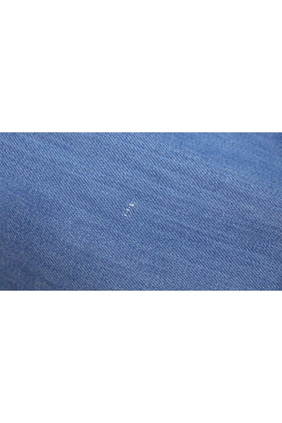 D-9183-4 Büyük Beden Dar Paça Uzun Boy Taşlamalı Defolu Kot Pantolon - Buz Mavi 