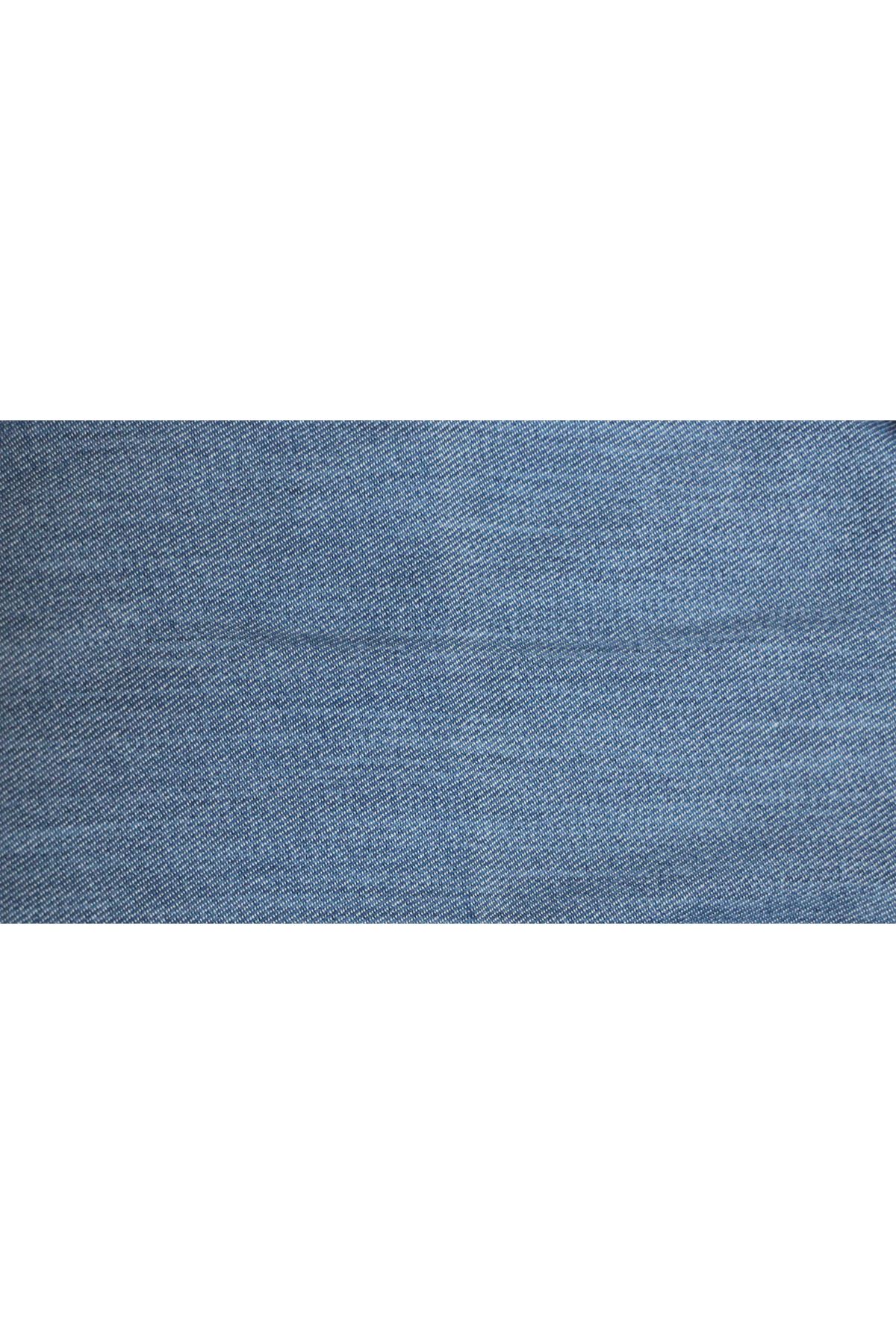 D-9183-7 Büyük Beden Dar Paça Uzun Boy Taşlı Tırnaklı Defolu Kot Pantolon - Soğuk Mavi 