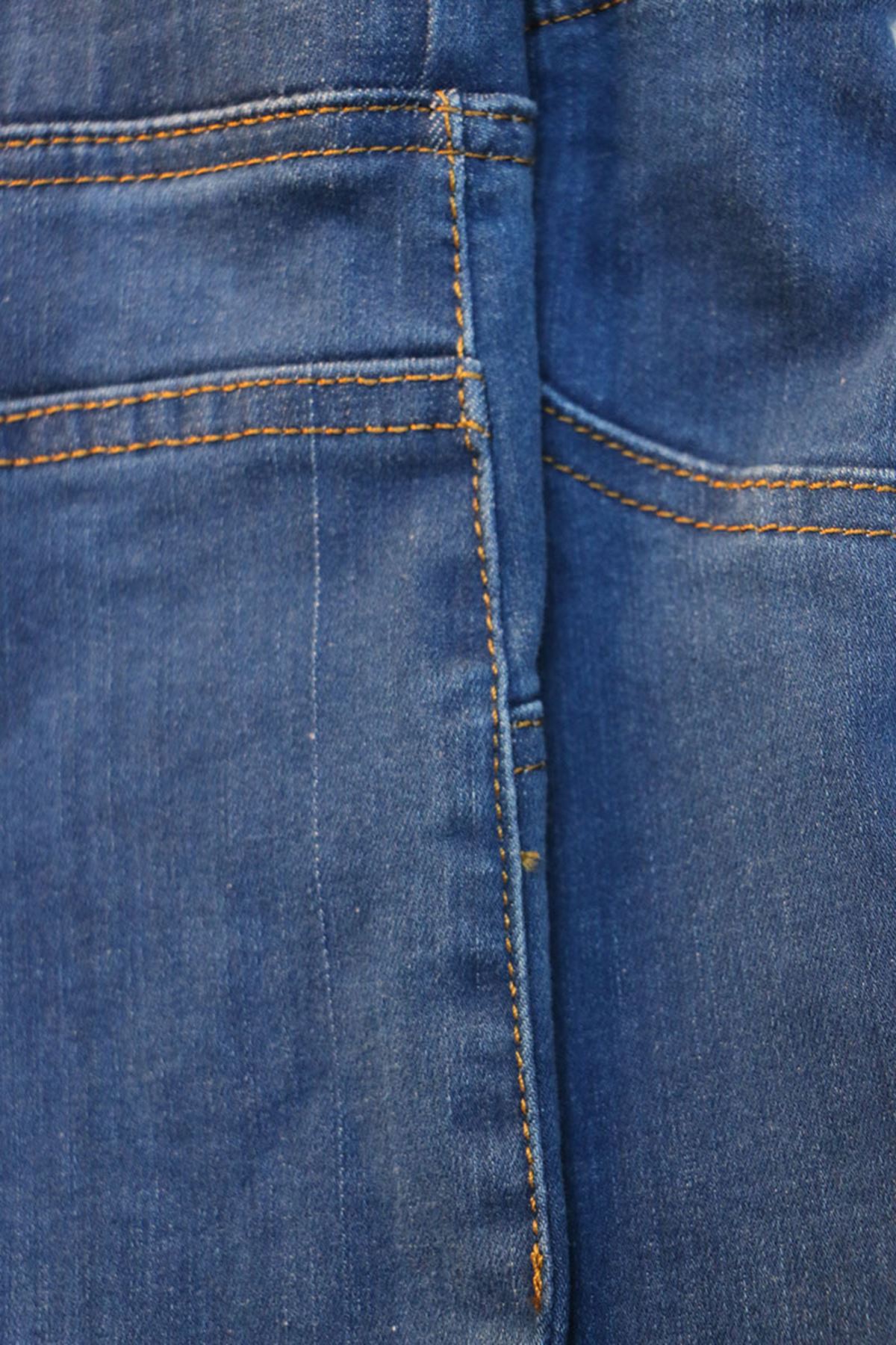 D-9183-7 Büyük Beden Dar Paça Uzun Boy Taşlı Tırnaklı Defolu Kot Pantolon - Buz Mavi 