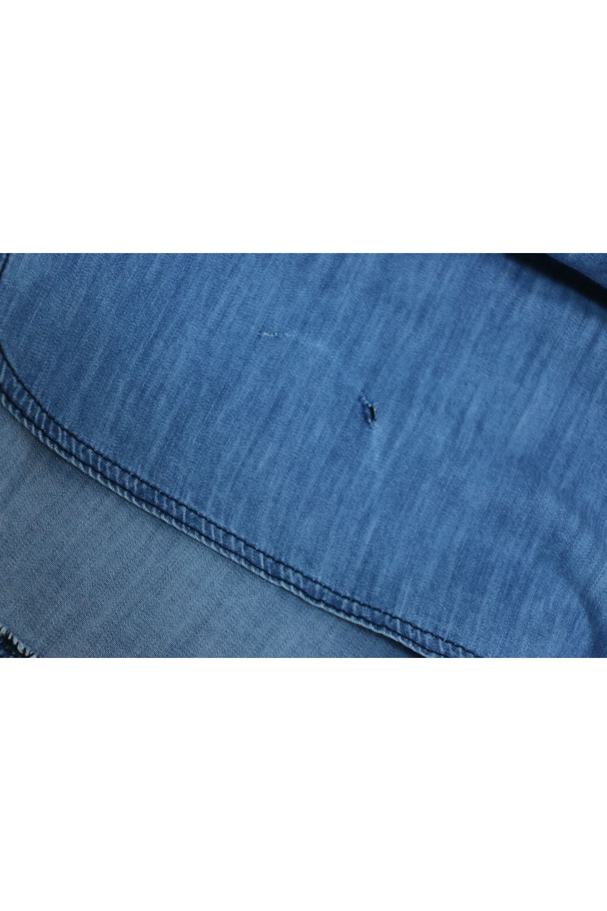 D-9182-2 Büyük Beden Beli Lastikli Bol Paça Defolu Kot Pantolon - Buz Mavi
