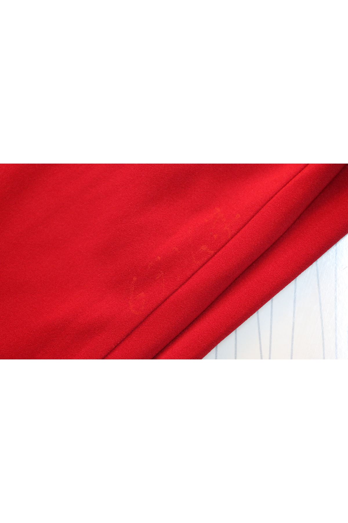 D-39022 Büyük Beden Beli Lastikli Duble Paça Defolu Pantolon - Kırmızı 
