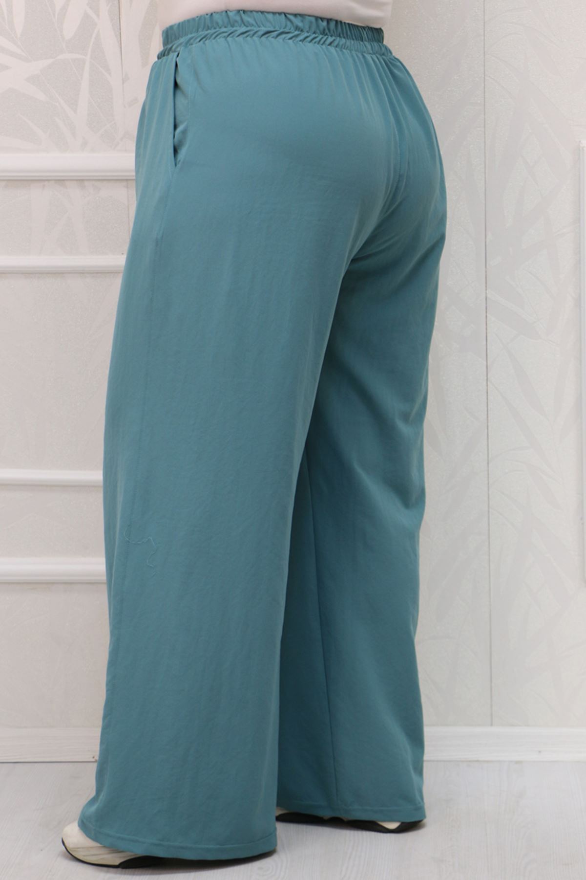 39024 Large Size Star Airobin Slim Leg Pants With Elastic Waist -Knefti