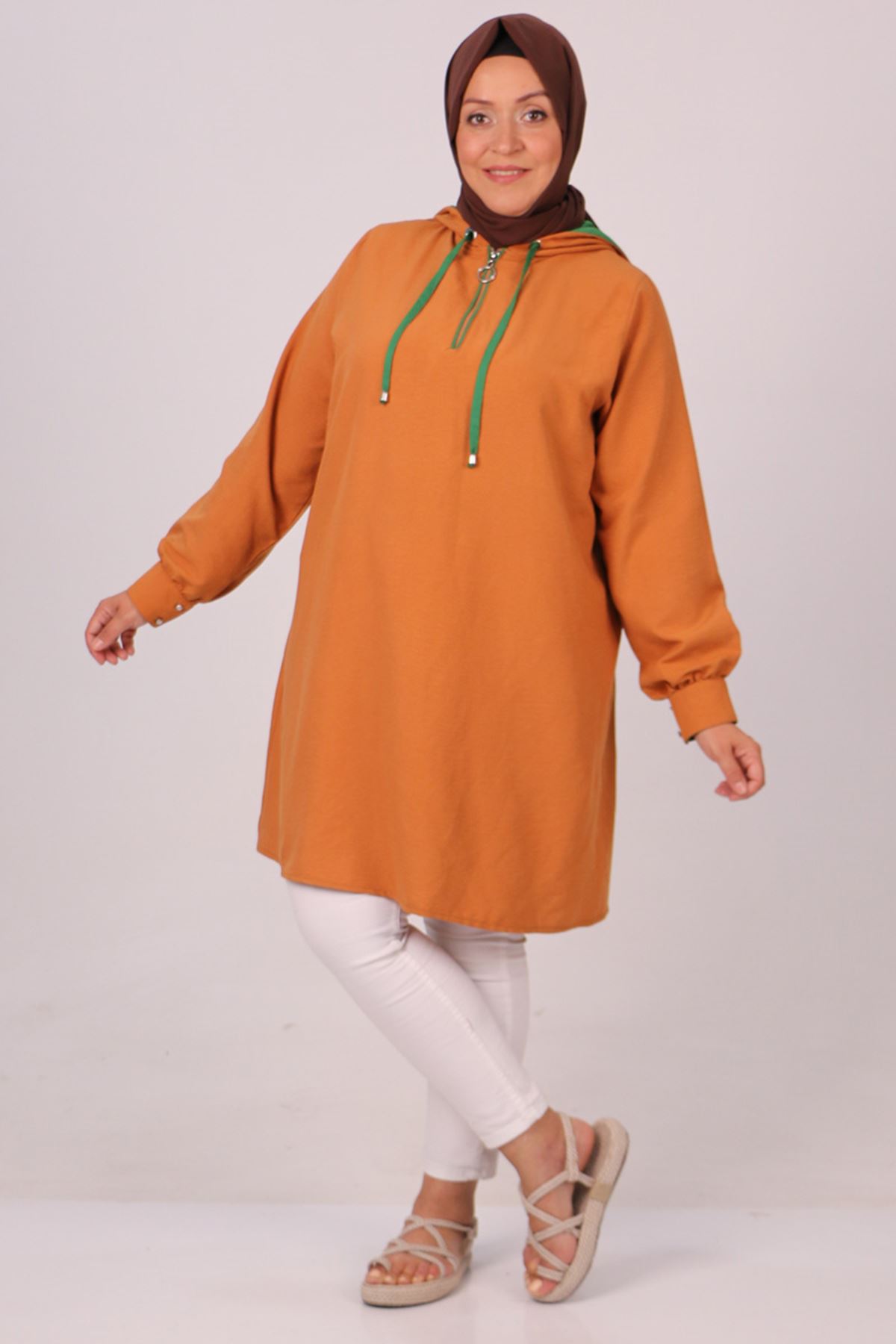 38109 Large Size Hooded Miracle Tunic - Mustard