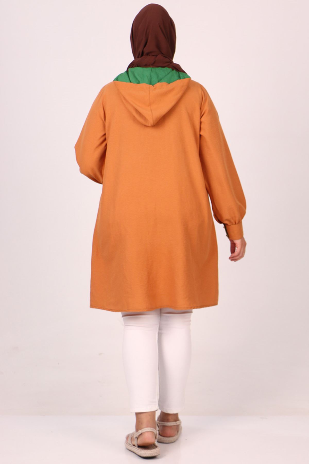 38109 Large Size Hooded Miracle Tunic - Mustard