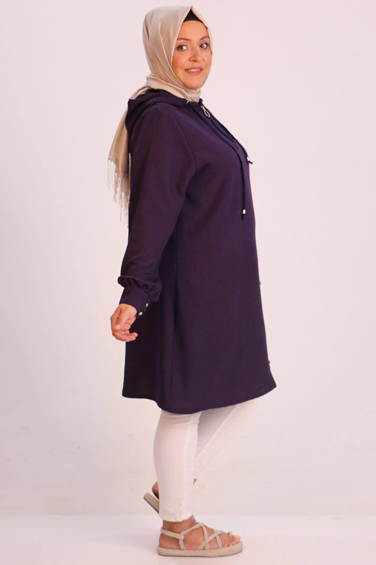38109 Large Size Hooded Miracle Tunic - Purple