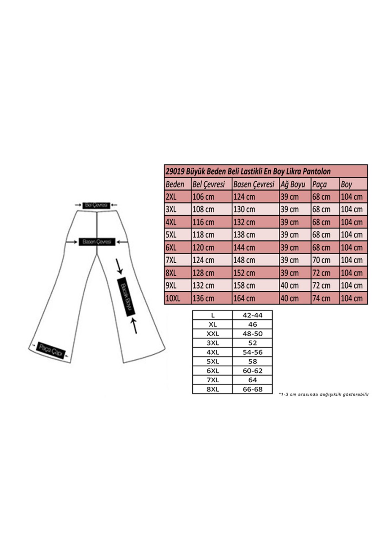 D-29019 Büyük Beden Beli Lastikli En Boy Likra Defolu Pantolon - Beyaz