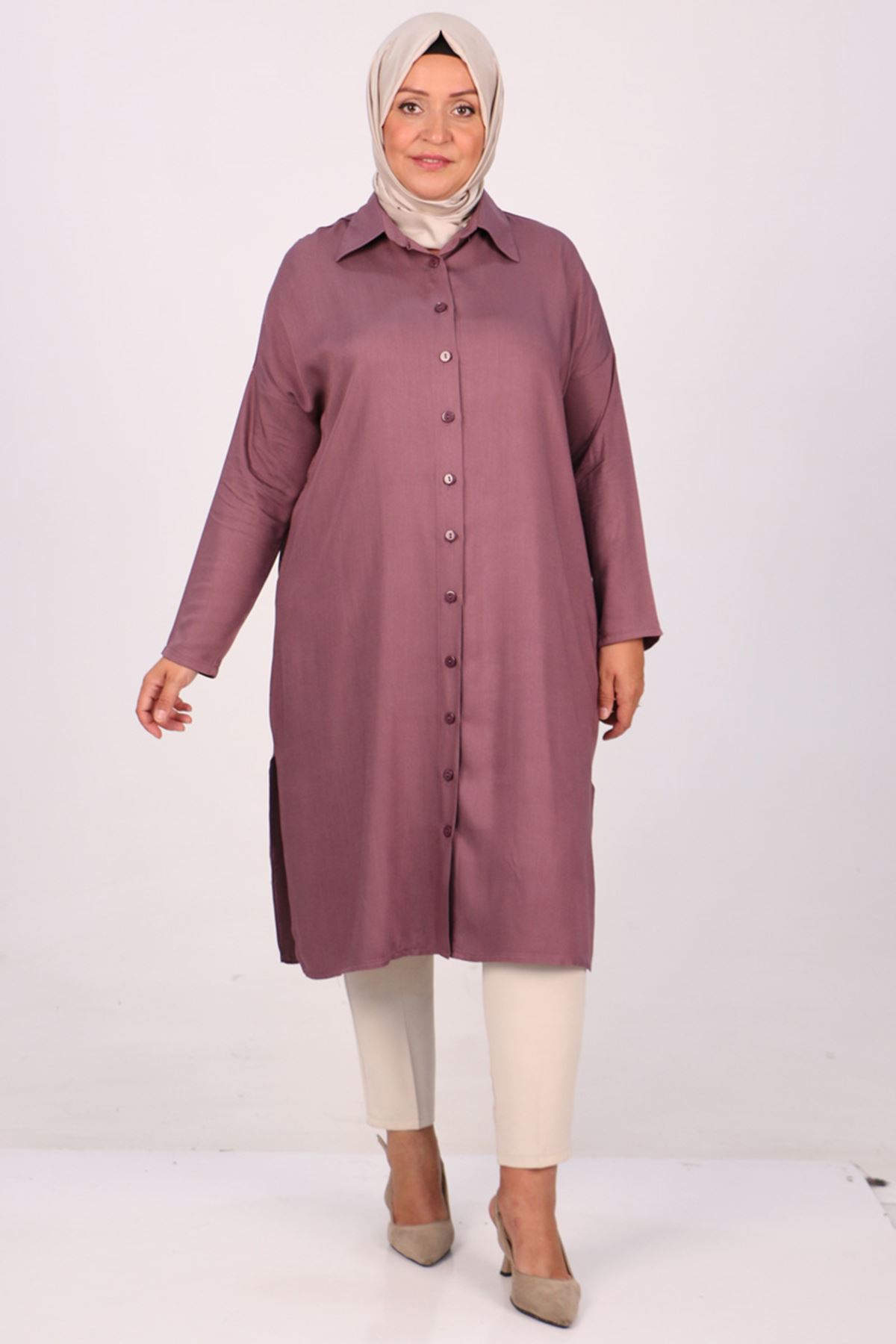 38055 Plus Size Low Sleeve Belmando Shirt- Lilac