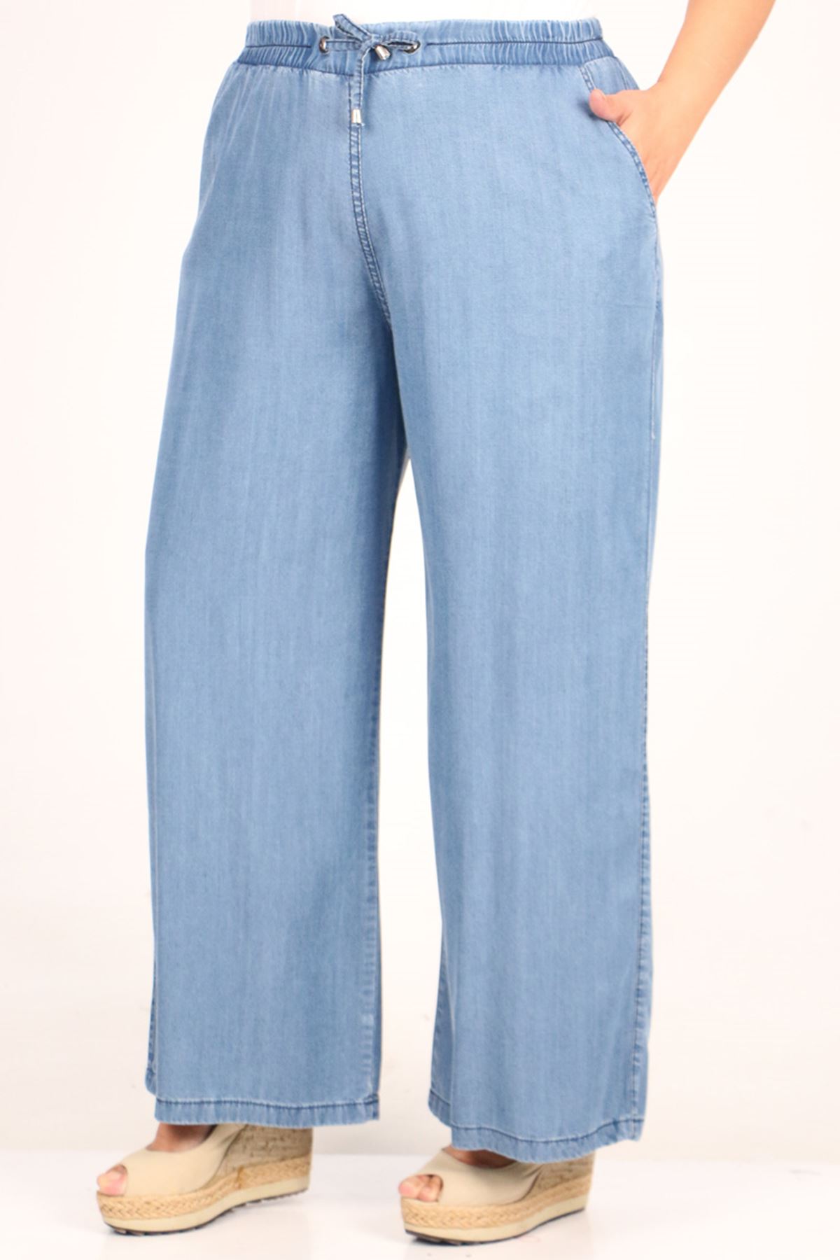 29000-2 Large Size Wide Leg Jeans - Blue