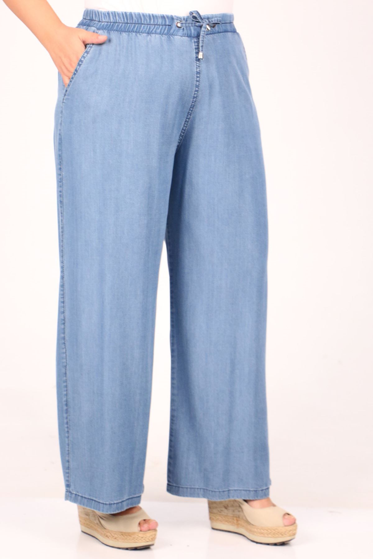 29000-2 Large Size Wide Leg Jeans - Blue