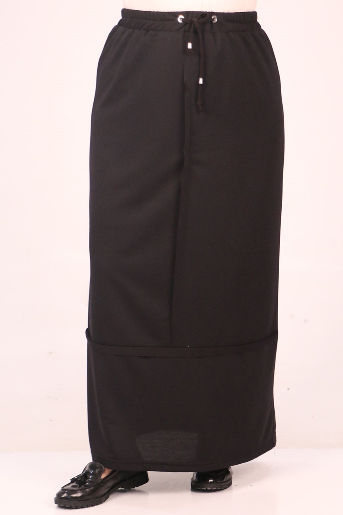 35004 Large Size Two Thread Piece Skirt-Black