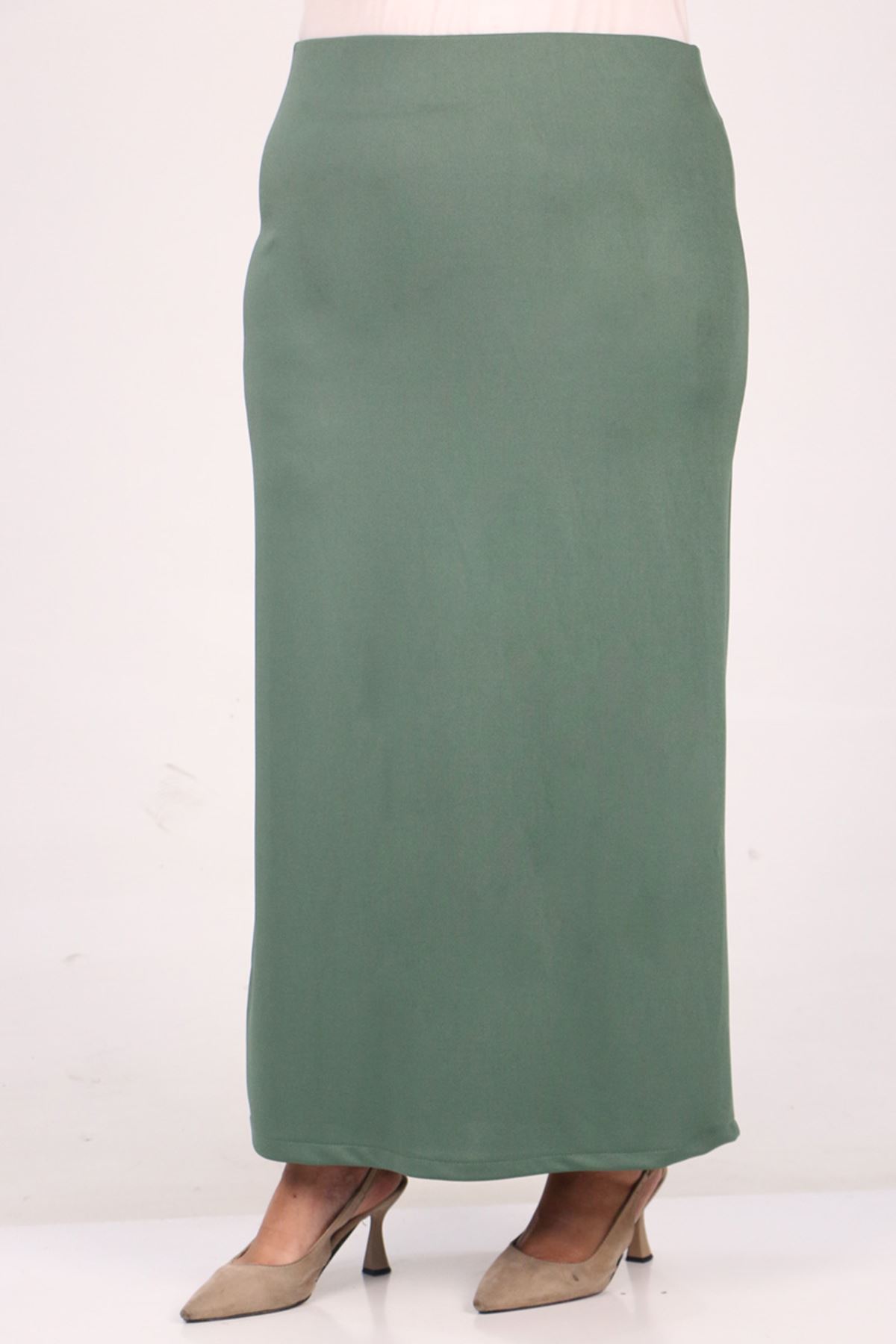 35005 Plus Size Scuba Pencil Skirt - Waterfall Green