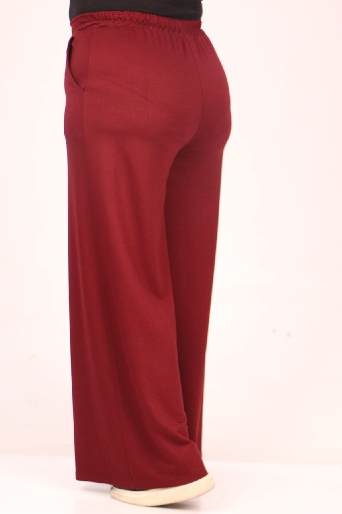 39502 Large Size Crystal Two Thread Trousers with Elastic Back - Mink