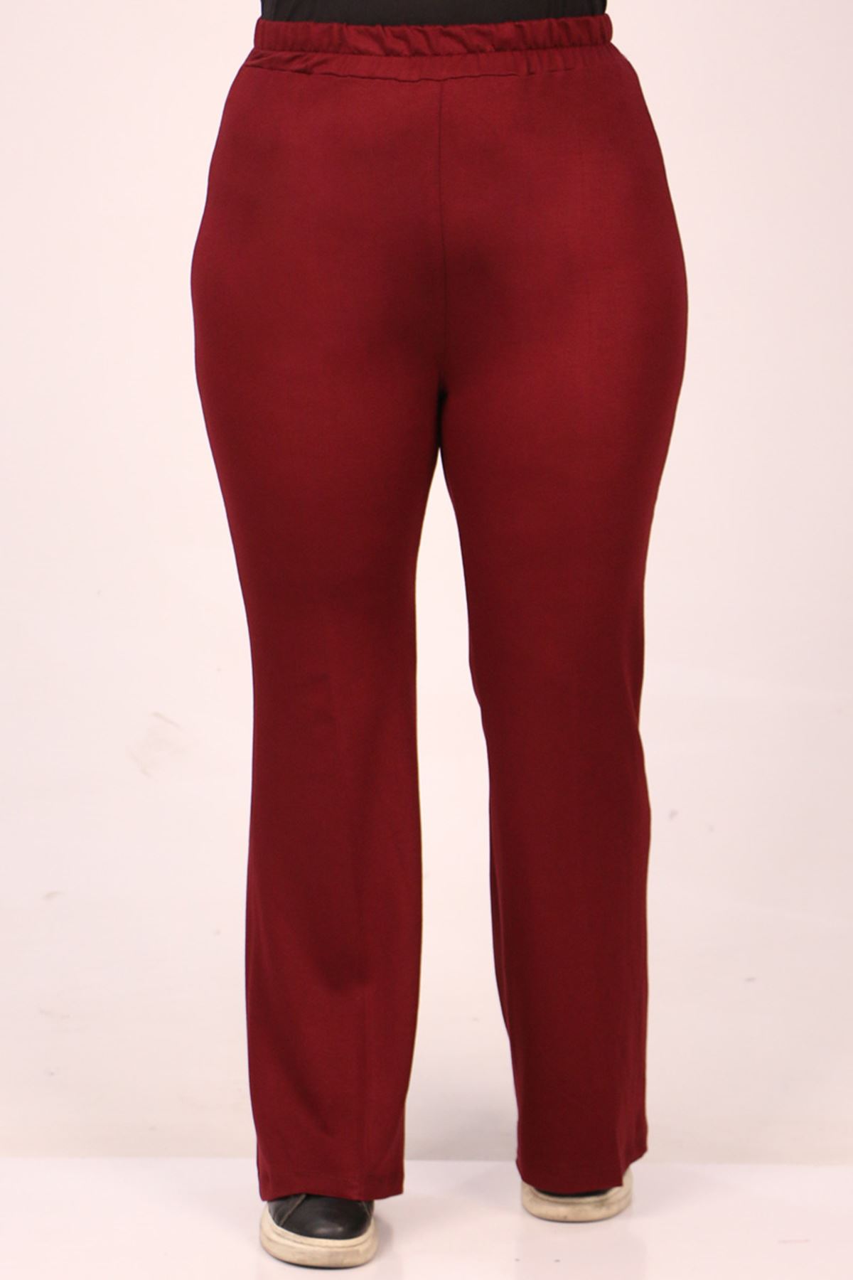 39506 Plus Size Flare Leg Two Threads Crystal-Claret Red